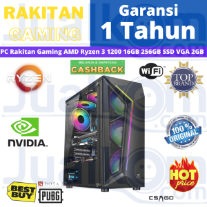 PC Rakitan Gaming AMD Ryzen 3 1200 16GB 256GB SSD